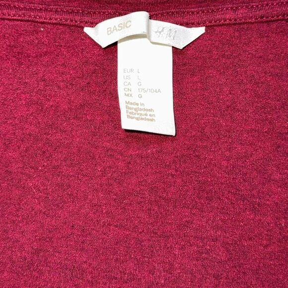 h&m Burgundy Basics Scoop Neck Short Sleeve T-Shirt - Picture 6 of 6